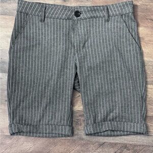 Men's Gray Pinstripe Flat Front Shorts
